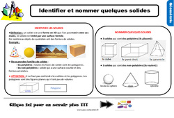 Identifier et nommer quelques solides - Cours, Leçon, trace écrite : 5ème Harmos - PDF gratuit à imprimer