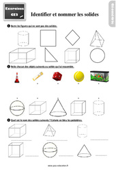 Identifier et nommer quelques solides - Exercices, révisions : 5ème Harmos - PDF à imprimer