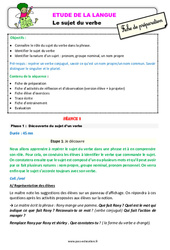 Le sujet du verbe - Étude de la langue - Fiche de préparation : 5ème Harmos - PDF à imprimer