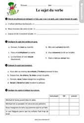 Le sujet du verbe - Étude de la langue - Exercices avec les corrections : 5ème Harmos - PDF à imprimer