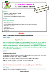 Le verbe et son infinitif - Étude de la langue - Séquence - Fiche de préparation : 4ème Harmos - PDF à imprimer