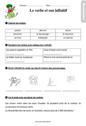 Le verbe et son infinitif - Étude de la langue - Exercices avec les corrections : 4ème Harmos - PDF à imprimer