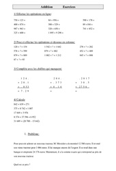 Addition - Exercices - Calculs - Mathématiques : 7ème Harmos - PDF à imprimer