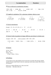 Soustraction - Exercices - Calculs : 7ème Harmos - PDF à imprimer