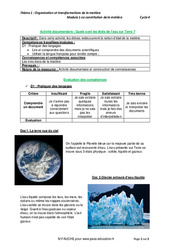 Quels sont les états de l’eau sur Terre ? - Activité documentaire avec la correction : 9eme Harmos - PDF à imprimer