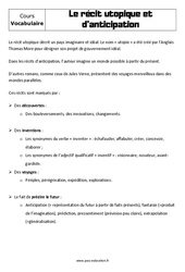 Le récit utopique et d’anticipation - Cours : 9eme Harmos - PDF à imprimer