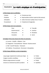 Le récit utopique et d’anticipation - Révisions - Exercices avec correction : 9eme Harmos - PDF à imprimer