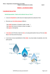 Les états de la matière - Cours : 9eme Harmos - PDF à imprimer