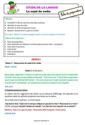 Le sujet du verbe - Étude de la langue - Fiche de préparation : 4ème Harmos - PDF à imprimer