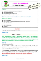 Séquence - Fiche de préparation Le sujet du verbe - Étude de la langue - Séquence - Fiche de préparation : 4ème Harmos - PDF à imprimer