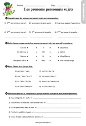 Les pronoms personnels sujets - Étude de la langue - Exercices avec les corrections : 5ème Harmos - PDF à imprimer