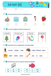 Le son [s] - Etude du code / les sons : 3eme, 4ème Harmos - PDF à imprimer