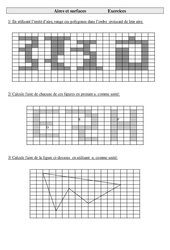 Aires et surface - Exercices - Mesures : 7ème Harmos - PDF à imprimer