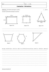 Calcul du périmètre - Examen Evaluation avec le corrigé : 9eme Harmos - PDF à imprimer