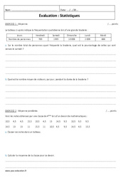 Statistiques - Examen Contrôle : 10ème Harmos - PDF à imprimer