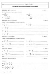 Nombres en écriture fractionnaire - Examen Contrôle : 10ème Harmos - PDF à imprimer