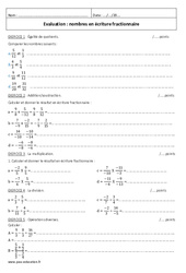 Ecriture fractionnaire - Examen Evaluation  : 10ème Harmos - PDF à imprimer