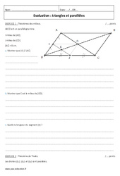 Triangles et parallèles - Examen Contrôle : 10ème Harmos - PDF à imprimer