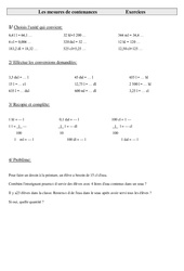 Mesures de contenances - Exercices - Mesures : 7ème Harmos - PDF à imprimer