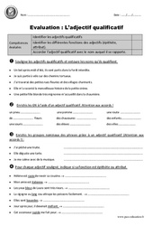 Adjectifs qualificatifs - Examen Evaluation avec le corrigé : 6ème Harmos - PDF à imprimer