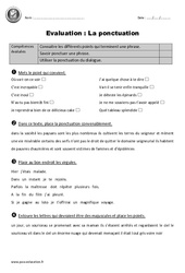 Signes de ponctuation - Examen Evaluation  : 7ème Harmos - PDF à imprimer