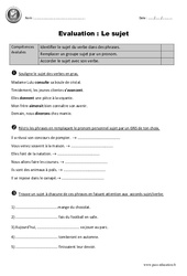 Sujet - Examen Evaluation - Bilan : 5ème Harmos - PDF à imprimer