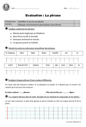 Phrase - Examen Evaluation - Bilan : 4ème Harmos - PDF à imprimer