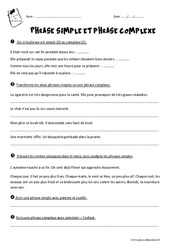 Phrase simple et complexe - Exercices : 6ème Harmos - PDF à imprimer