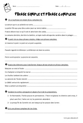 Phrase simple et complexe - Exercices : 7ème Harmos - PDF à imprimer