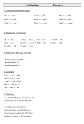 Unités d'aire - Exercices - Mesures : 7ème Harmos - PDF à imprimer