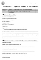Phrase verbale - Phrase non verbale - Examen Evaluation - Bilan : 6ème Harmos - PDF à imprimer