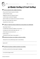 Phrase verbale - Phrase non verbale - Exercices : 6ème Harmos - PDF à imprimer