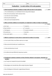 Voix active - Voix passive - Examen Contrôle : 10ème Harmos - PDF à imprimer