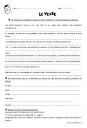 Verbe - Exercices avec le corrigé : 7ème Harmos - PDF à imprimer