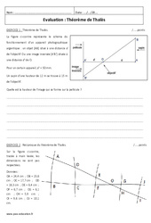 Théorème de Thalès - Examen Contrôle : 11ème Harmos - PDF à imprimer