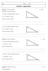 Trigonométrie - Examen Evaluation  : 11ème Harmos - PDF à imprimer