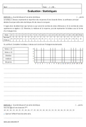 Statistiques - Examen Contrôle  : 11ème Harmos - PDF à imprimer