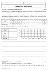 Statistiques - Examen Evaluation avec le corrigé : 11ème Harmos - PDF à imprimer