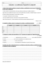 Conditionnel - Impératif - Subjonctif - Examen Contrôle : 10ème Harmos - PDF à imprimer