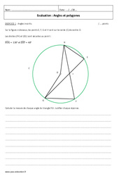 Polygones et angles - Examen Evaluation  : 11ème Harmos - PDF à imprimer