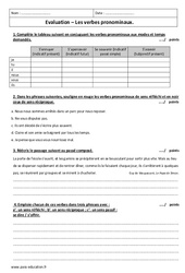 Verbes pronominaux - Examen Contrôle  : 10ème Harmos - PDF à imprimer