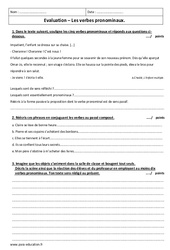 Forme pronominale - Verbes pronominaux - Examen Evaluation : 10ème Harmos - PDF à imprimer