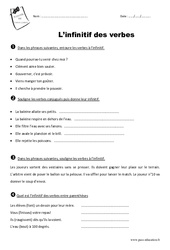 Infinitif - Exercices : 5ème Harmos - PDF à imprimer