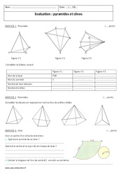 Pyramides et cônes - Examen Contrôle : 10ème Harmos - PDF à imprimer