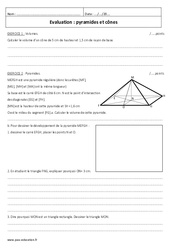 Cônes et Pyramides - Examen Evaluation : 10ème Harmos - PDF à imprimer