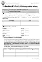 Infinitif - Groupe des verbes - Examen Evaluation - Bilan : 7ème Harmos - PDF à imprimer