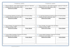 Additifs - Problèmes : 4ème Harmos - PDF à imprimer