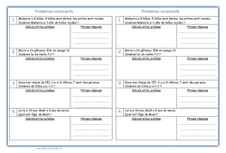 Soustractifs - Problèmes : 4ème Harmos - PDF à imprimer