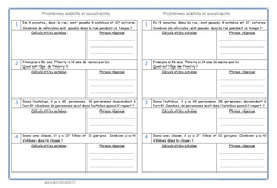 Soustractif et additifs - Problèmes : 4ème Harmos - PDF à imprimer