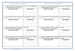 Soustractifs et multiplicatifs - Problèmes : 4ème Harmos - PDF à imprimer